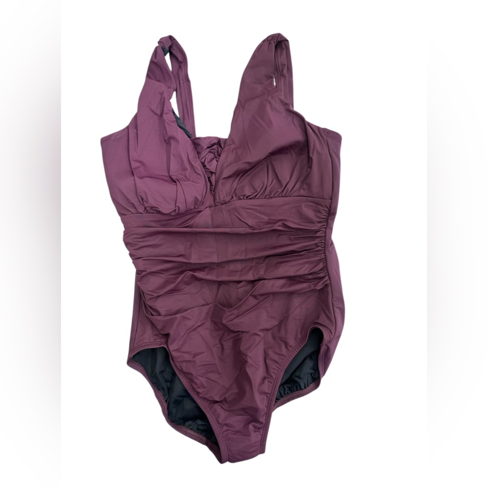 Lands’ End Mastectomy Bathing Suit Burgundy Size 14 MAST NWT